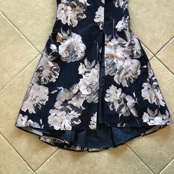 Dylan Gray Navy & Pinkish Silver Floral Prom Gown - Picture 4 of 10